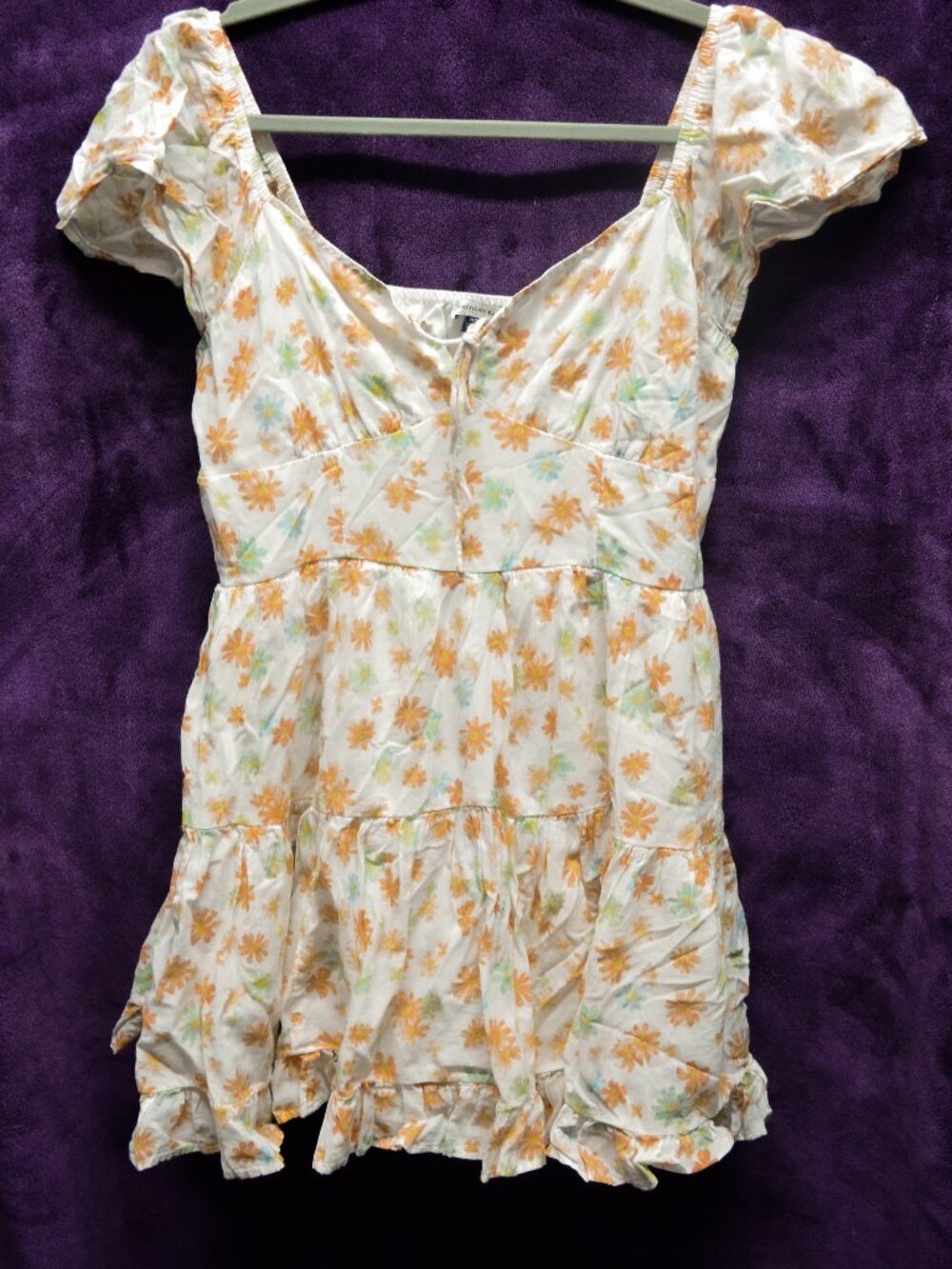 American Eagle White With Flowers Short Dress